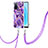 Handyhülle Silikon Hülle Gummi Schutzhülle Flexible Modisch Muster mit Schlüsselband Lanyard Y01B für Oppo A56 5G Violett