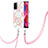 Handyhülle Silikon Hülle Gummi Schutzhülle Flexible Modisch Muster mit Schlüsselband Lanyard Y01B für Oppo A74 5G Rosa