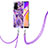 Handyhülle Silikon Hülle Gummi Schutzhülle Flexible Modisch Muster mit Schlüsselband Lanyard Y01B für Oppo Reno5 Z 5G Violett
