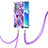 Handyhülle Silikon Hülle Gummi Schutzhülle Flexible Modisch Muster mit Schlüsselband Lanyard Y01B für Oppo Reno6 Pro+ Plus 5G Violett