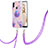 Handyhülle Silikon Hülle Gummi Schutzhülle Flexible Modisch Muster mit Schlüsselband Lanyard Y01B für Samsung Galaxy A11 Helles Lila