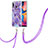 Handyhülle Silikon Hülle Gummi Schutzhülle Flexible Modisch Muster mit Schlüsselband Lanyard Y01B für Samsung Galaxy A20 Violett