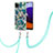 Handyhülle Silikon Hülle Gummi Schutzhülle Flexible Modisch Muster mit Schlüsselband Lanyard Y01B für Samsung Galaxy F42 5G Nachtgrün