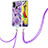 Handyhülle Silikon Hülle Gummi Schutzhülle Flexible Modisch Muster mit Schlüsselband Lanyard Y01B für Samsung Galaxy M31 Prime Edition Violett