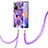 Handyhülle Silikon Hülle Gummi Schutzhülle Flexible Modisch Muster mit Schlüsselband Lanyard Y01B für Xiaomi Poco M4 Pro 5G Violett
