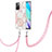 Handyhülle Silikon Hülle Gummi Schutzhülle Flexible Modisch Muster mit Schlüsselband Lanyard Y01B für Xiaomi Redmi 10 4G Rosa