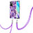 Handyhülle Silikon Hülle Gummi Schutzhülle Flexible Modisch Muster mit Schlüsselband Lanyard Y01B für Xiaomi Redmi 10 4G Violett