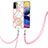 Handyhülle Silikon Hülle Gummi Schutzhülle Flexible Modisch Muster mit Schlüsselband Lanyard Y01B für Xiaomi Redmi Note 10 4G Rosa