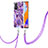 Handyhülle Silikon Hülle Gummi Schutzhülle Flexible Modisch Muster mit Schlüsselband Lanyard Y01B für Xiaomi Redmi Note 11 Pro 5G Violett