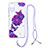 Handyhülle Silikon Hülle Gummi Schutzhülle Flexible Modisch Muster mit Schlüsselband Lanyard Y01X für Samsung Galaxy A03 Core Violett
