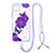 Handyhülle Silikon Hülle Gummi Schutzhülle Flexible Modisch Muster mit Schlüsselband Lanyard Y01X für Samsung Galaxy A22 5G Violett