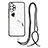 Handyhülle Silikon Hülle Gummi Schutzhülle Flexible Modisch Muster mit Schlüsselband Lanyard Y01X für Samsung Galaxy A32 4G Schwarz