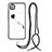 Handyhülle Silikon Hülle Gummi Schutzhülle Flexible Modisch Muster mit Schlüsselband Lanyard Y01X für Xiaomi Redmi 9 India Schwarz
