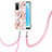 Handyhülle Silikon Hülle Gummi Schutzhülle Flexible Modisch Muster mit Schlüsselband Lanyard Y02B für Oppo A53s 5G Rosa