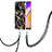 Handyhülle Silikon Hülle Gummi Schutzhülle Flexible Modisch Muster mit Schlüsselband Lanyard Y02B für Oppo A95 5G Schwarz