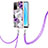 Handyhülle Silikon Hülle Gummi Schutzhülle Flexible Modisch Muster mit Schlüsselband Lanyard Y03B für Oppo A53s 5G Violett