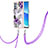 Handyhülle Silikon Hülle Gummi Schutzhülle Flexible Modisch Muster mit Schlüsselband Lanyard Y03B für Oppo Reno6 Pro 5G Violett
