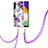 Handyhülle Silikon Hülle Gummi Schutzhülle Flexible Modisch Muster mit Schlüsselband Lanyard Y03B für Samsung Galaxy A04s Violett