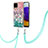 Handyhülle Silikon Hülle Gummi Schutzhülle Flexible Modisch Muster mit Schlüsselband Lanyard Y03B für Samsung Galaxy A22 4G Bunt