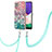 Handyhülle Silikon Hülle Gummi Schutzhülle Flexible Modisch Muster mit Schlüsselband Lanyard Y03B für Samsung Galaxy A22s 5G Bunt