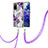 Handyhülle Silikon Hülle Gummi Schutzhülle Flexible Modisch Muster mit Schlüsselband Lanyard Y03B für Samsung Galaxy S20 FE 5G Violett