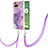 Handyhülle Silikon Hülle Gummi Schutzhülle Flexible Modisch Muster mit Schlüsselband Lanyard Y05B für Google Pixel 7a 5G Violett