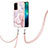 Handyhülle Silikon Hülle Gummi Schutzhülle Flexible Modisch Muster mit Schlüsselband Lanyard Y05B für Oppo A74 5G Rosa