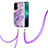 Handyhülle Silikon Hülle Gummi Schutzhülle Flexible Modisch Muster mit Schlüsselband Lanyard Y05B für Oppo A74 5G Violett