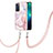 Handyhülle Silikon Hülle Gummi Schutzhülle Flexible Modisch Muster mit Schlüsselband Lanyard Y05B für Oppo Reno6 5G Rosa