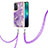 Handyhülle Silikon Hülle Gummi Schutzhülle Flexible Modisch Muster mit Schlüsselband Lanyard Y05B für Oppo Reno6 5G Violett