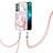 Handyhülle Silikon Hülle Gummi Schutzhülle Flexible Modisch Muster mit Schlüsselband Lanyard Y05B für Oppo Reno6 Pro 5G Rosa