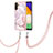 Handyhülle Silikon Hülle Gummi Schutzhülle Flexible Modisch Muster mit Schlüsselband Lanyard Y05B für Samsung Galaxy A04s Rosa