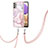 Handyhülle Silikon Hülle Gummi Schutzhülle Flexible Modisch Muster mit Schlüsselband Lanyard Y05B für Samsung Galaxy A13 4G Rosa
