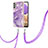 Handyhülle Silikon Hülle Gummi Schutzhülle Flexible Modisch Muster mit Schlüsselband Lanyard Y05B für Samsung Galaxy A23 4G Violett
