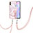 Handyhülle Silikon Hülle Gummi Schutzhülle Flexible Modisch Muster mit Schlüsselband Lanyard Y05B für Xiaomi Redmi 9A Rosa