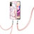 Handyhülle Silikon Hülle Gummi Schutzhülle Flexible Modisch Muster mit Schlüsselband Lanyard Y05B für Xiaomi Redmi Note 10 4G Rosa