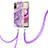 Handyhülle Silikon Hülle Gummi Schutzhülle Flexible Modisch Muster mit Schlüsselband Lanyard Y05B für Xiaomi Redmi Note 10 4G Violett