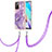 Handyhülle Silikon Hülle Gummi Schutzhülle Flexible Modisch Muster mit Schlüsselband Lanyard Y05B für Xiaomi Redmi Note 11 4G (2021) Violett