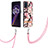 Handyhülle Silikon Hülle Gummi Schutzhülle Flexible Modisch Muster mit Schlüsselband Lanyard Y06B für Realme 9 Pro+ Plus 5G Rosa