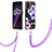 Handyhülle Silikon Hülle Gummi Schutzhülle Flexible Modisch Muster mit Schlüsselband Lanyard Y06B für Realme 9 Pro+ Plus 5G Violett
