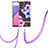 Handyhülle Silikon Hülle Gummi Schutzhülle Flexible Modisch Muster mit Schlüsselband Lanyard Y06B für Samsung Galaxy A33 5G Violett