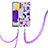 Handyhülle Silikon Hülle Gummi Schutzhülle Flexible Modisch Muster mit Schlüsselband Lanyard Y06B für Samsung Galaxy A72 4G Violett