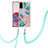 Handyhülle Silikon Hülle Gummi Schutzhülle Flexible Modisch Muster mit Schlüsselband Lanyard Y06B für Samsung Galaxy S20 5G Cyan