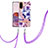 Handyhülle Silikon Hülle Gummi Schutzhülle Flexible Modisch Muster mit Schlüsselband Lanyard Y06B für Samsung Galaxy S20 5G Violett