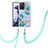 Handyhülle Silikon Hülle Gummi Schutzhülle Flexible Modisch Muster mit Schlüsselband Lanyard Y06B für Xiaomi Mi 11T 5G Cyan