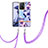 Handyhülle Silikon Hülle Gummi Schutzhülle Flexible Modisch Muster mit Schlüsselband Lanyard Y06B für Xiaomi Mi 11T 5G Violett