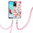 Handyhülle Silikon Hülle Gummi Schutzhülle Flexible Modisch Muster mit Schlüsselband Lanyard Y06B für Xiaomi Redmi 10 (2022) Rosa