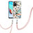 Handyhülle Silikon Hülle Gummi Schutzhülle Flexible Modisch Muster mit Schlüsselband Lanyard Y06B für Xiaomi Redmi 10 4G Weiß