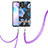 Handyhülle Silikon Hülle Gummi Schutzhülle Flexible Modisch Muster mit Schlüsselband Lanyard Y06B für Xiaomi Redmi 9A Blau