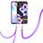 Handyhülle Silikon Hülle Gummi Schutzhülle Flexible Modisch Muster mit Schlüsselband Lanyard Y06B für Xiaomi Redmi 9i Violett